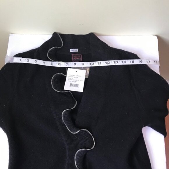 Colour Works NEW Wool Zip Ruffle Sweater Jacket Preppy Cardigan Purple Y2K Top L - Picture 11 of 13